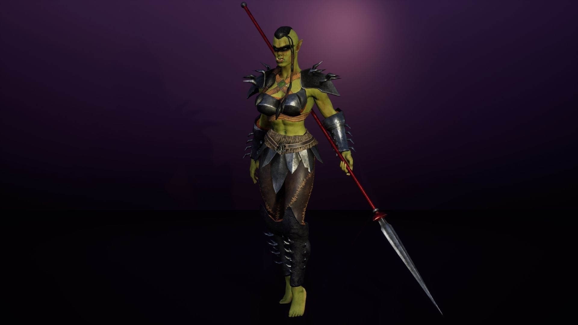 Orc Female 3d gameready rigged character Low-poly 3D model_5