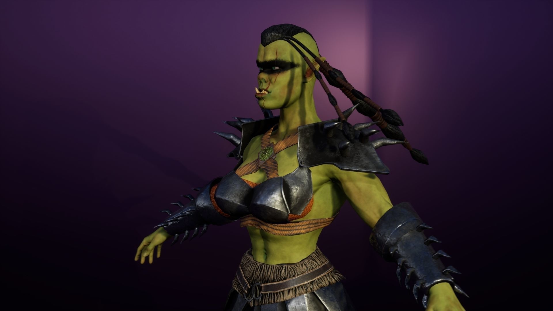 Orc Female 3d gameready rigged character Low-poly 3D model_15