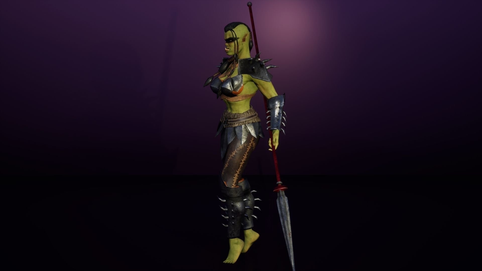 Orc Female 3d gameready rigged character Low-poly 3D model_6
