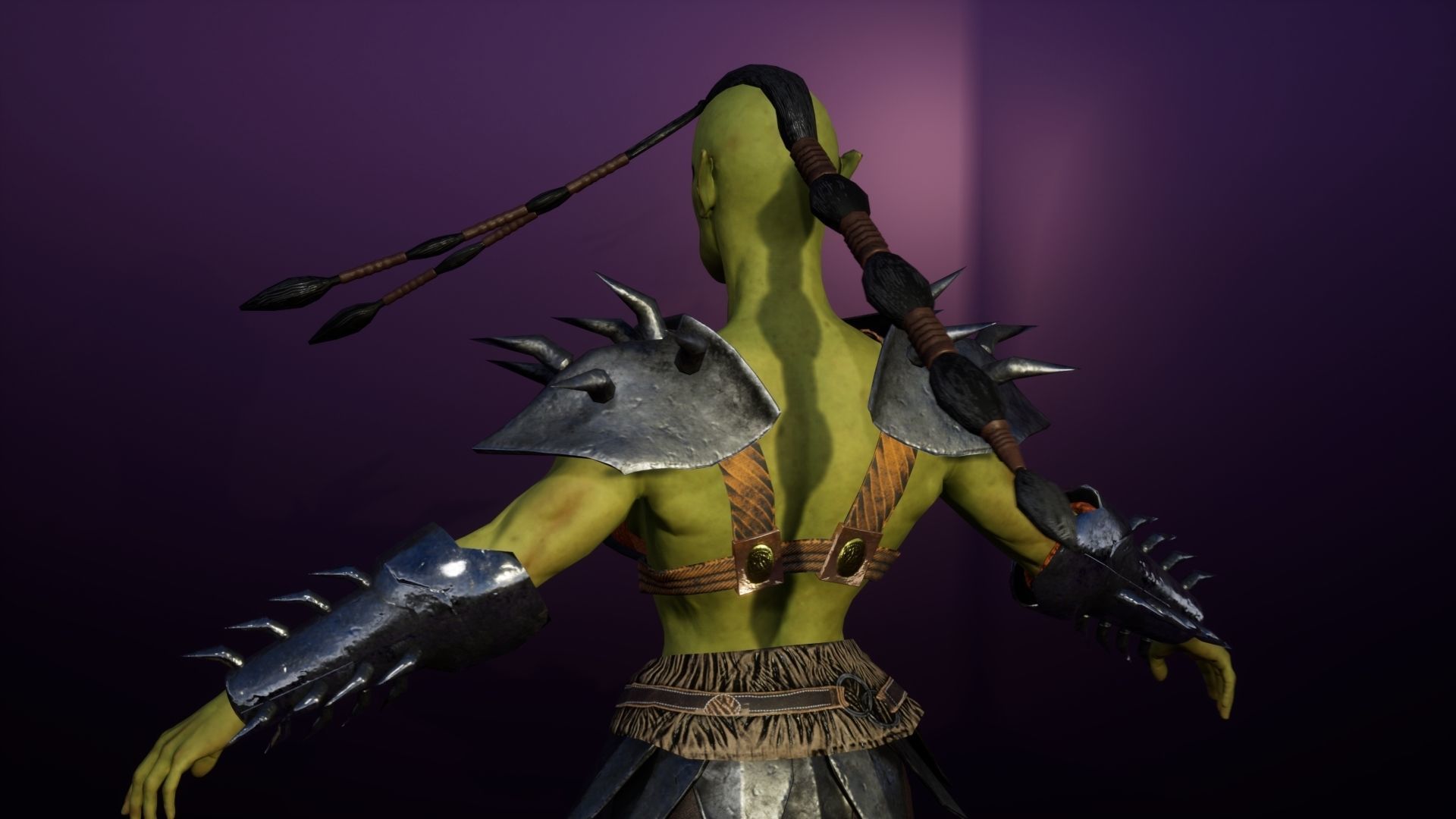 Orc Female 3d gameready rigged character Low-poly 3D model_17