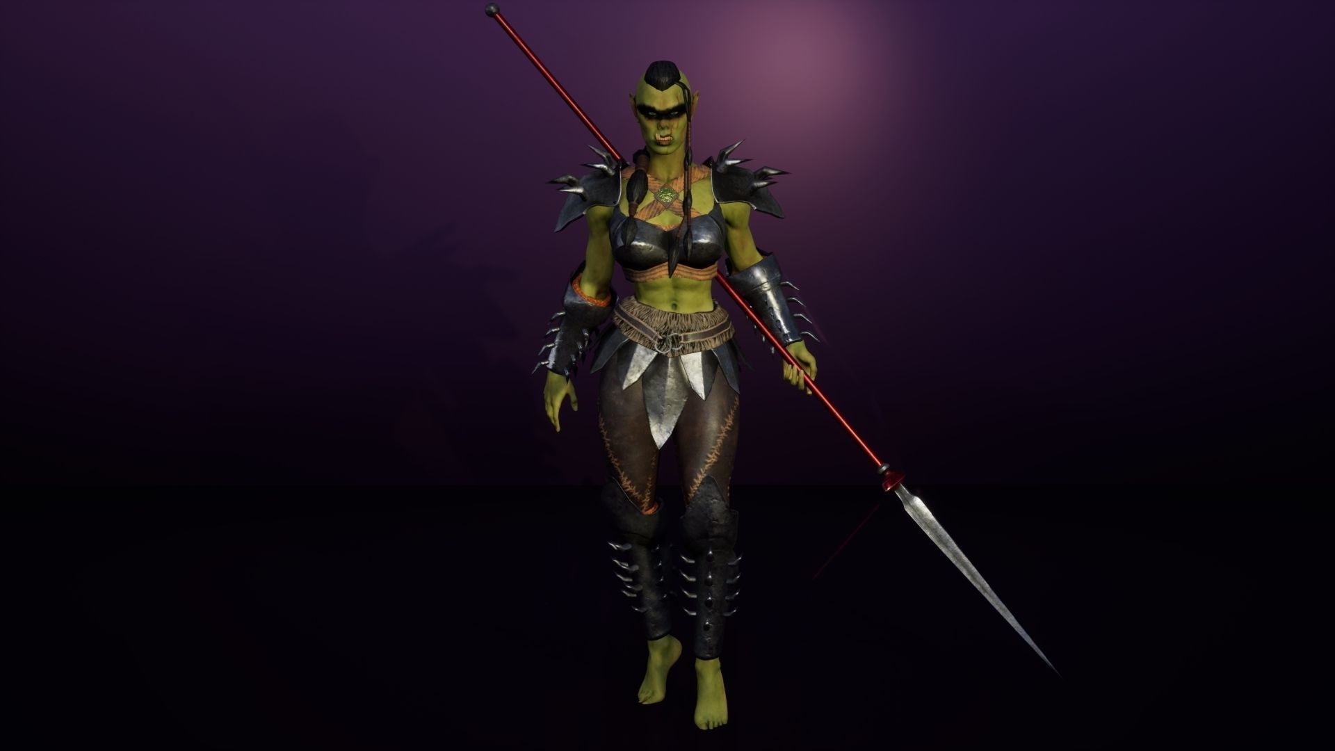 Orc Female 3d gameready rigged character Low-poly 3D model_8