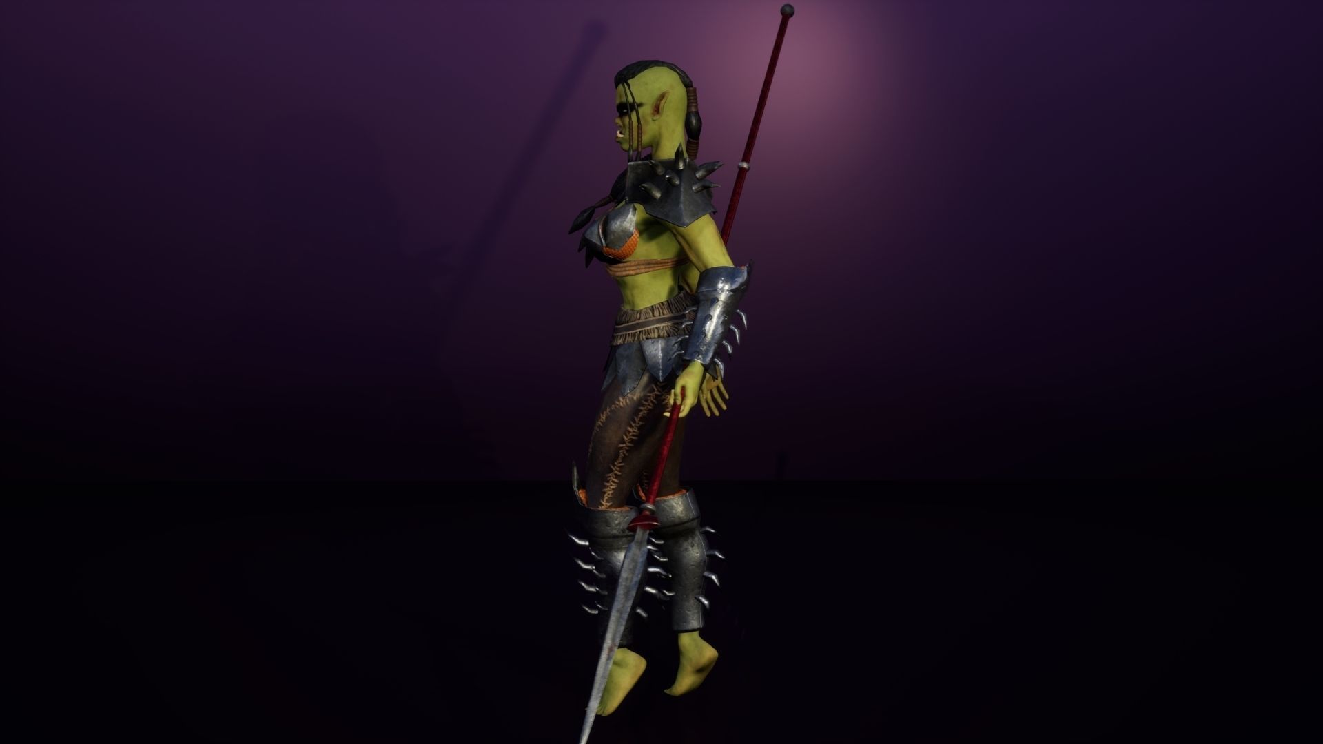 Orc Female 3d gameready rigged character Low-poly 3D model_9
