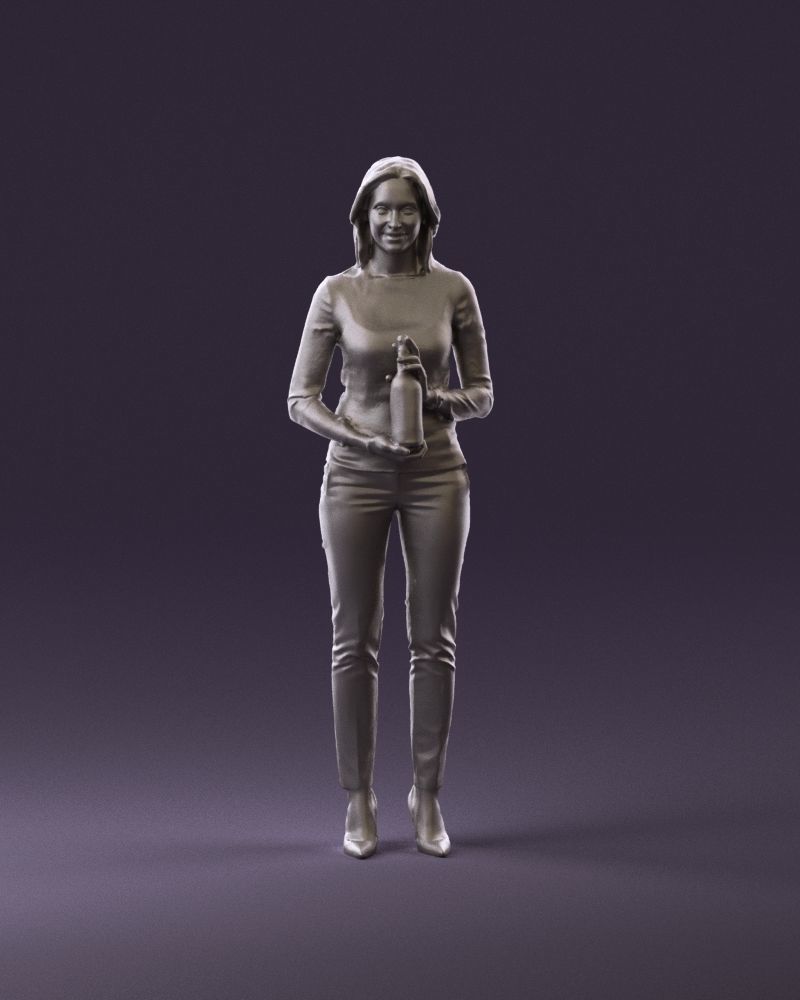 Barwoma in white blouse alco bottle in hands 0944 3D model_13