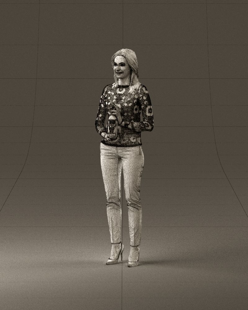 Barwoma in white blouse alco bottle in hands 0944 3D model_34
