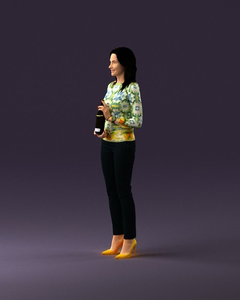 Barwoma in white blouse alco bottle in hands 0944 3D model_9