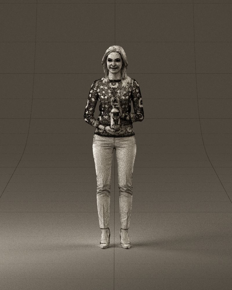 Barwoma in white blouse alco bottle in hands 0944 3D model_24