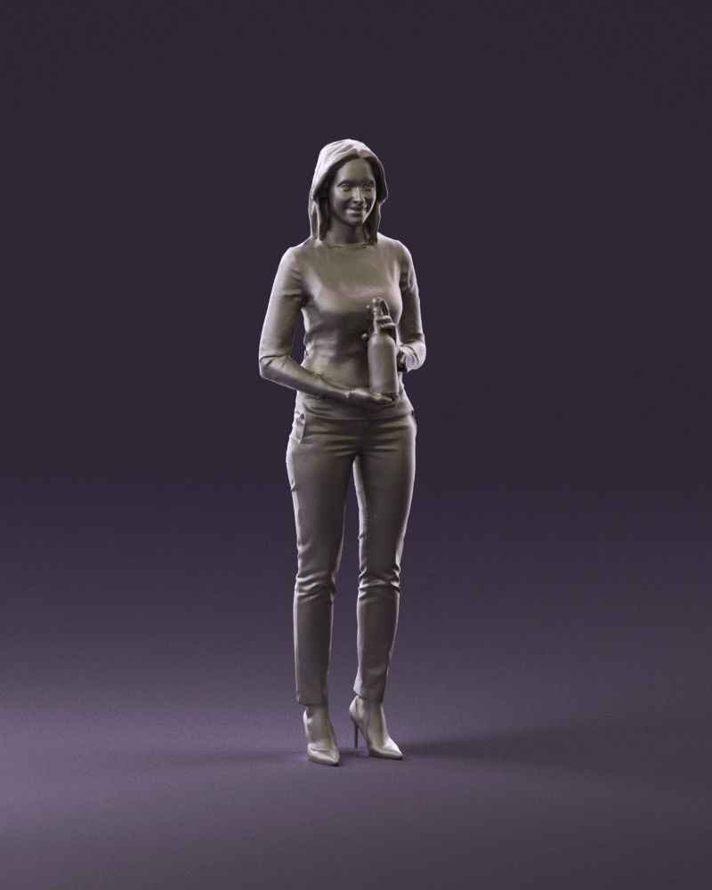 Barwoma in white blouse alco bottle in hands 0944 3D model_14