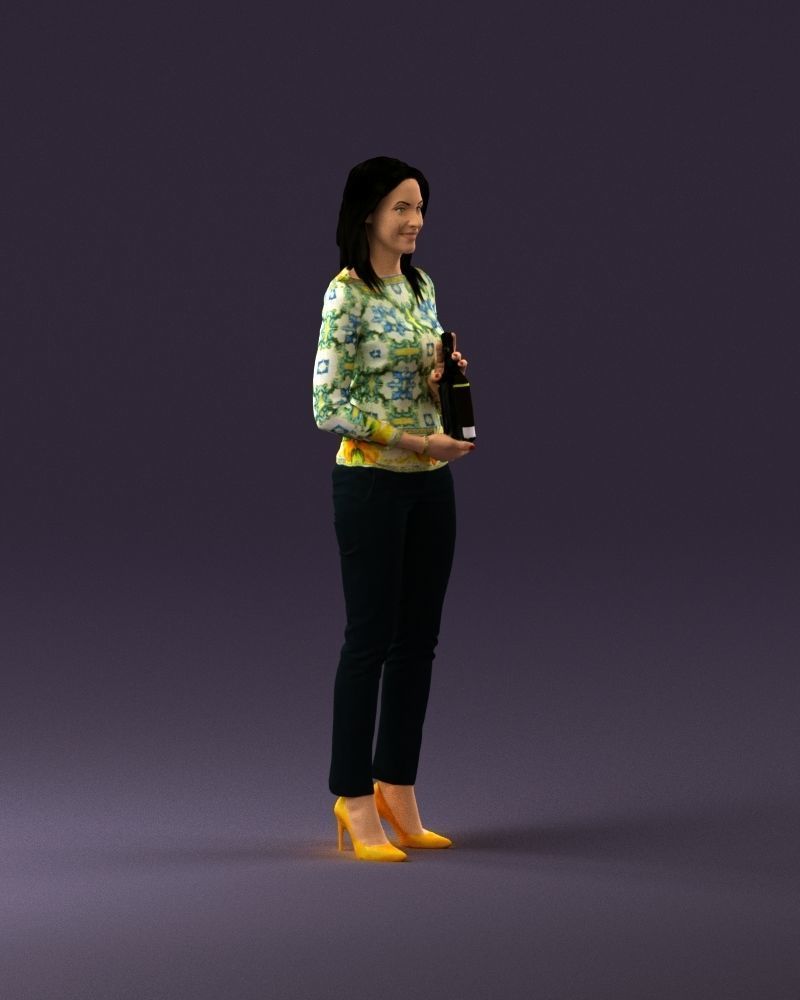 Barwoma in white blouse alco bottle in hands 0944 3D model_3