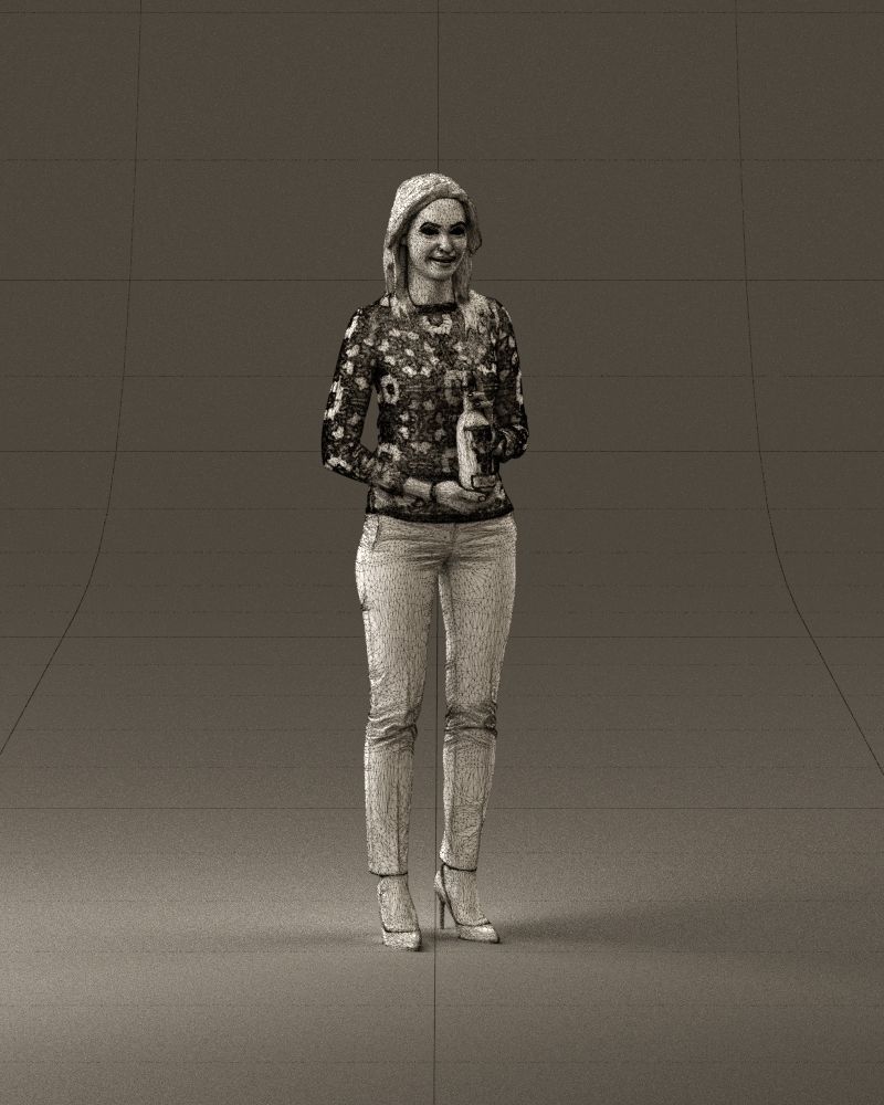 Barwoma in white blouse alco bottle in hands 0944 3D model_26
