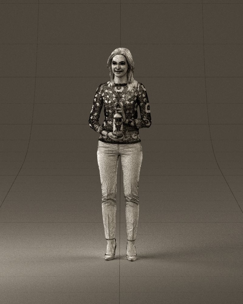 Barwoma in white blouse alco bottle in hands 0944 3D model_35