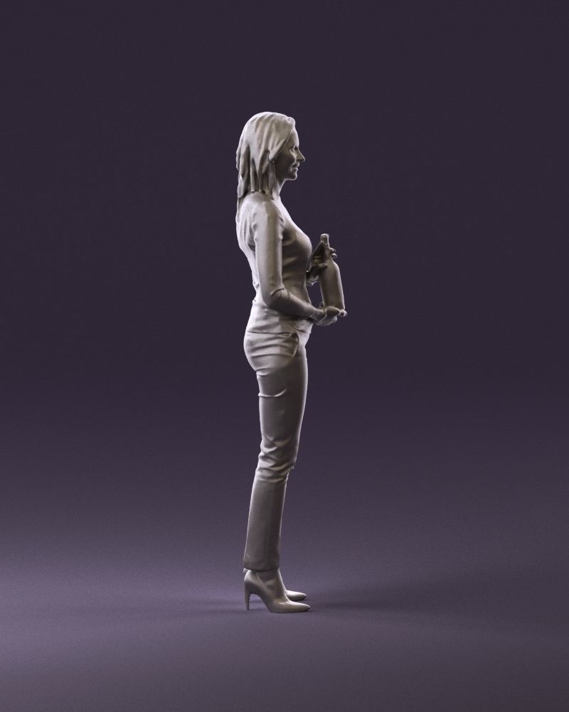 Barwoma in white blouse alco bottle in hands 0944 3D model_16