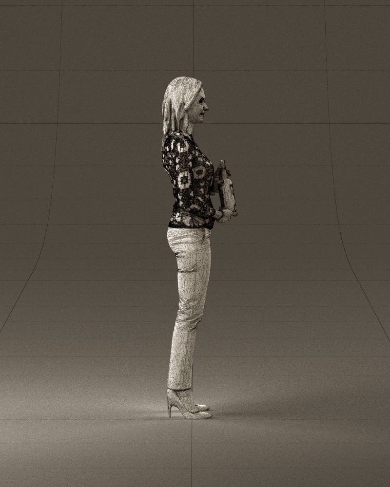 Barwoma in white blouse alco bottle in hands 0944 3D model_28