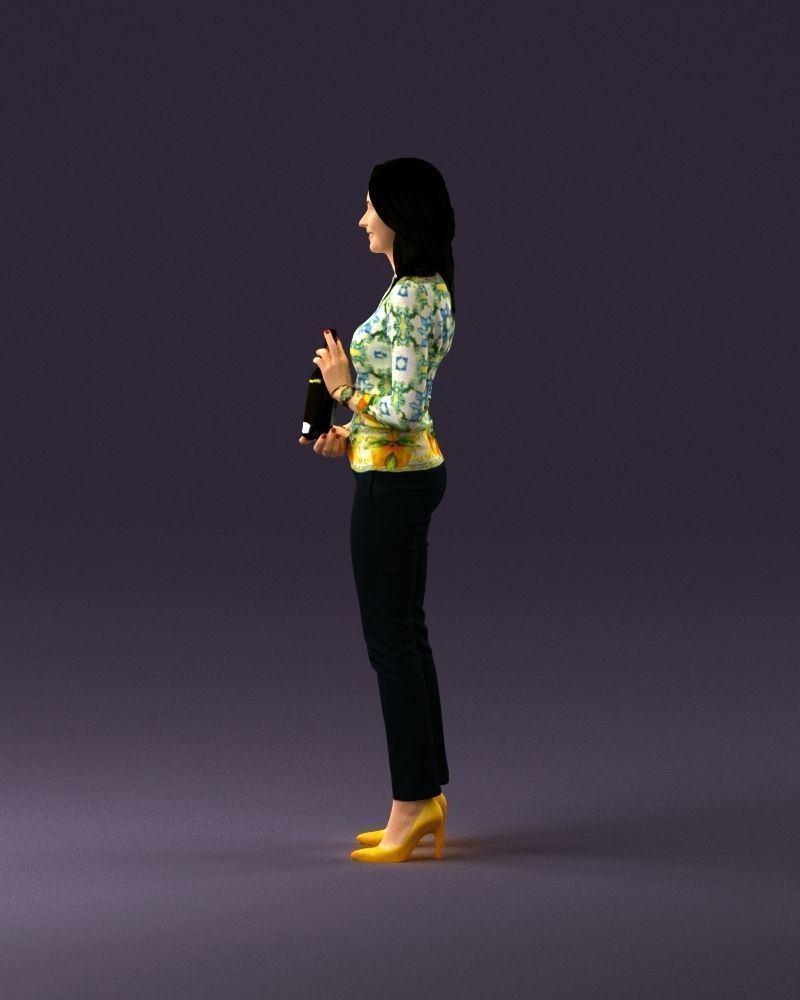 Barwoma in white blouse alco bottle in hands 0944 3D model_8