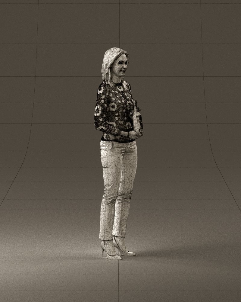 Barwoma in white blouse alco bottle in hands 0944 3D model_27