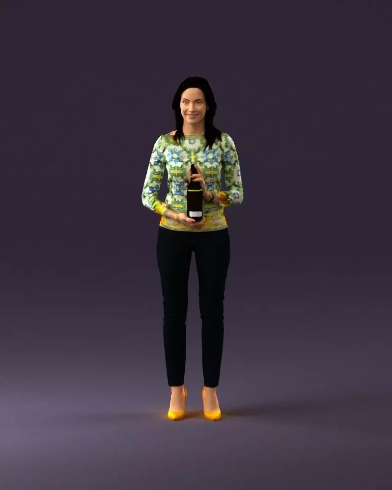Barwoma in white blouse alco bottle in hands 0944 3D model_0