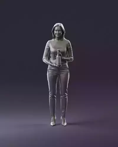 Barwoma in white blouse alco bottle in hands 0944 3D Print Ready 3D print model