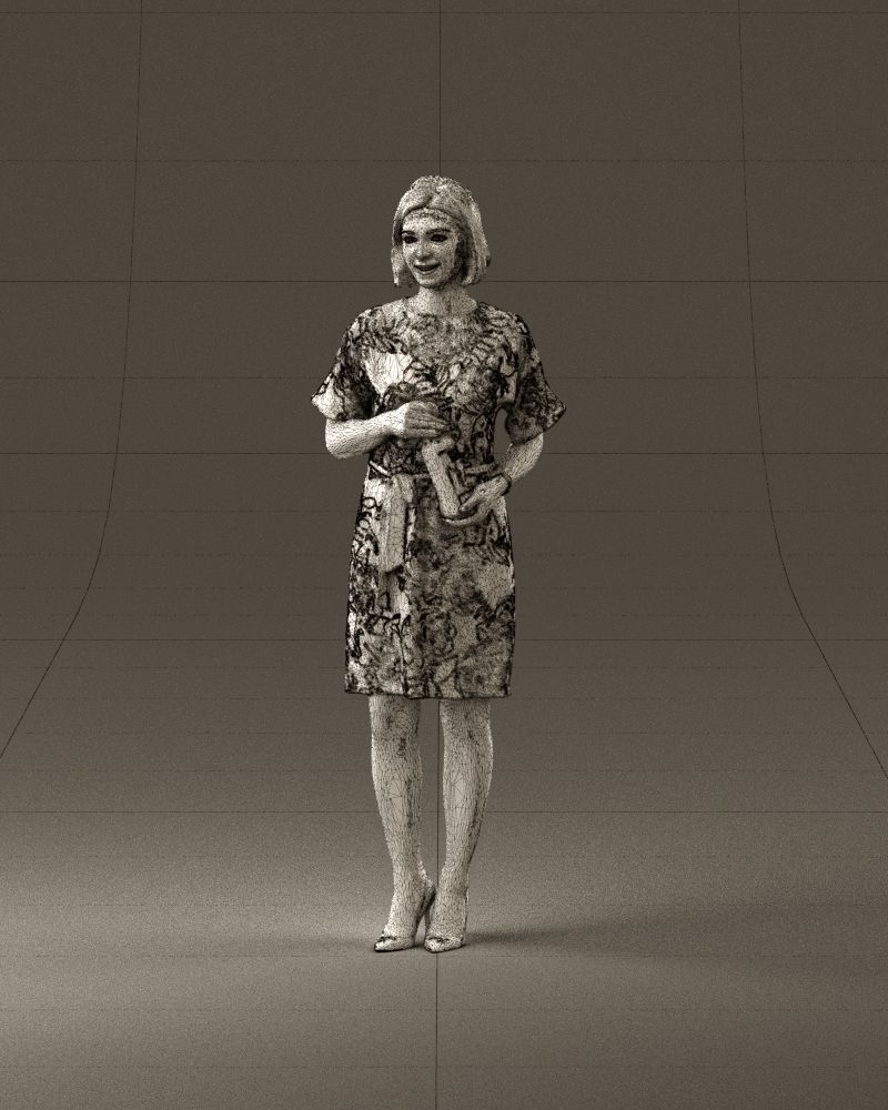 Barwoman in white flovers dress 0938 3D Print Ready 3D print model_35