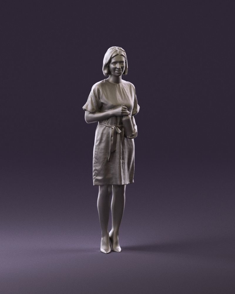 Barwoman in white flovers dress 0938 3D Print Ready 3D print model_2