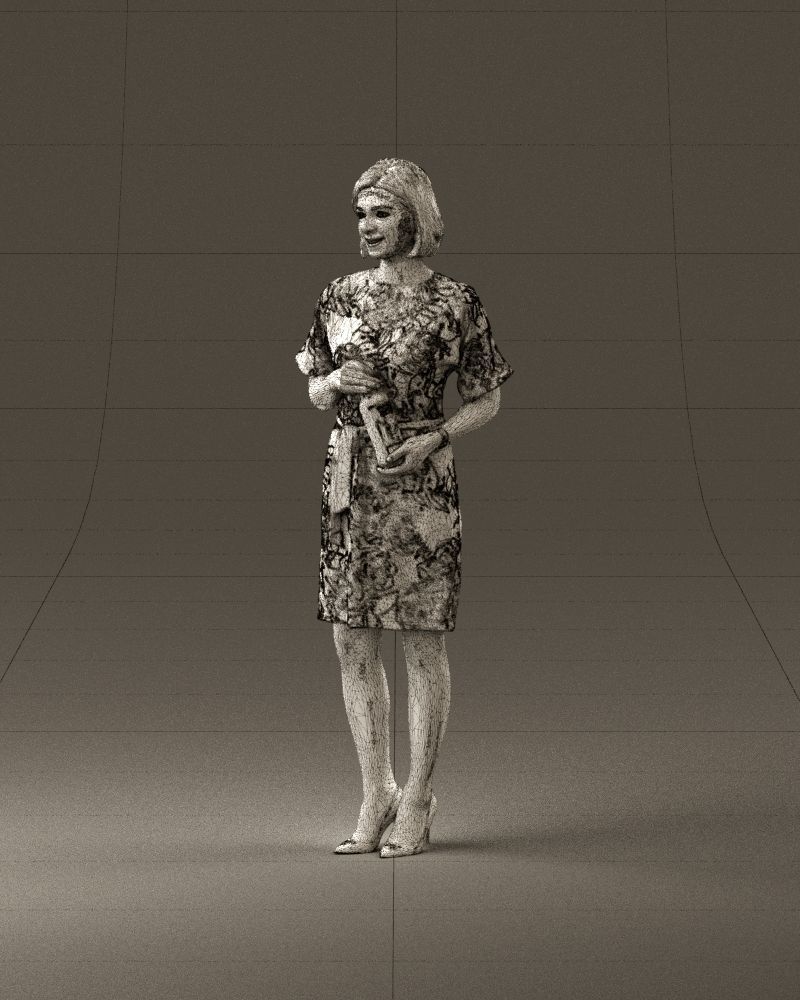 Barwoman in white flovers dress 0938 3D Print Ready 3D print model_34