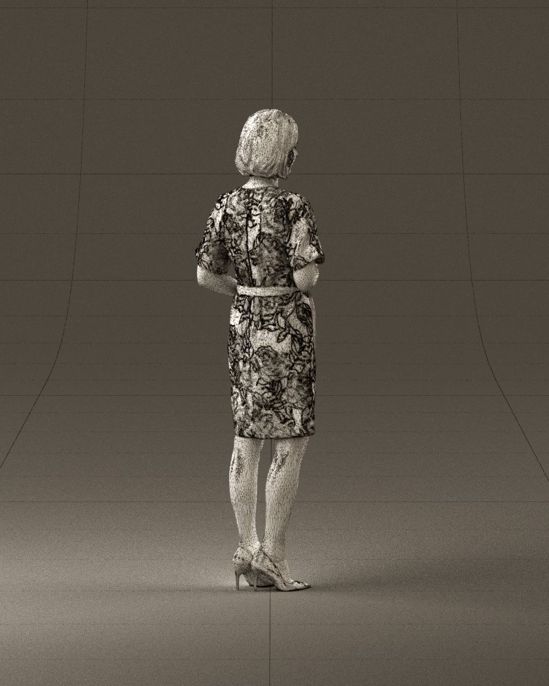 Barwoman in white flovers dress 0938 3D Print Ready 3D print model_29