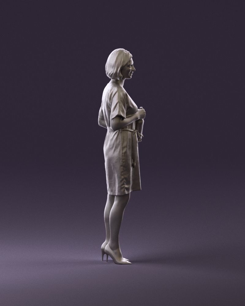 Barwoman in white flovers dress 0938 3D Print Ready 3D print model_4