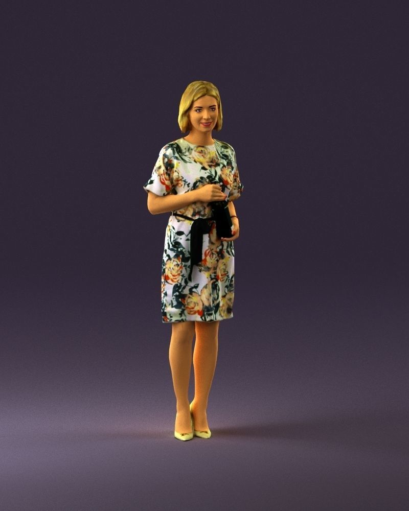 Barwoman in white flovers dress 0938 3D Print Ready 3D print model_14