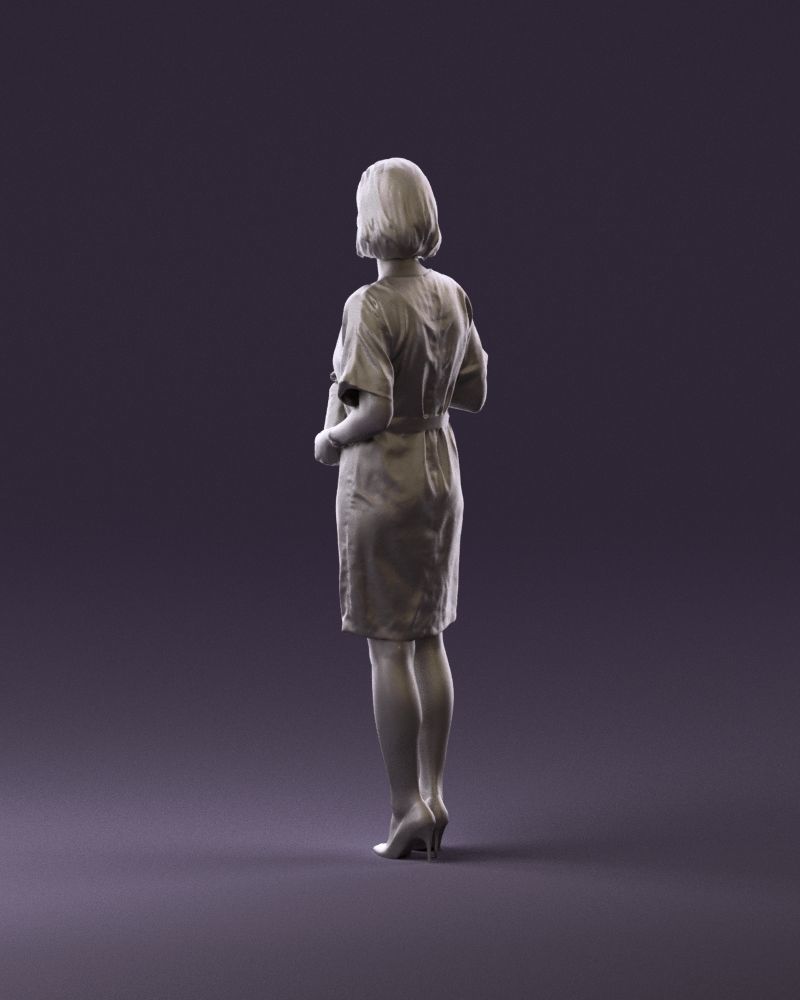 Barwoman in white flovers dress 0938 3D Print Ready 3D print model_7