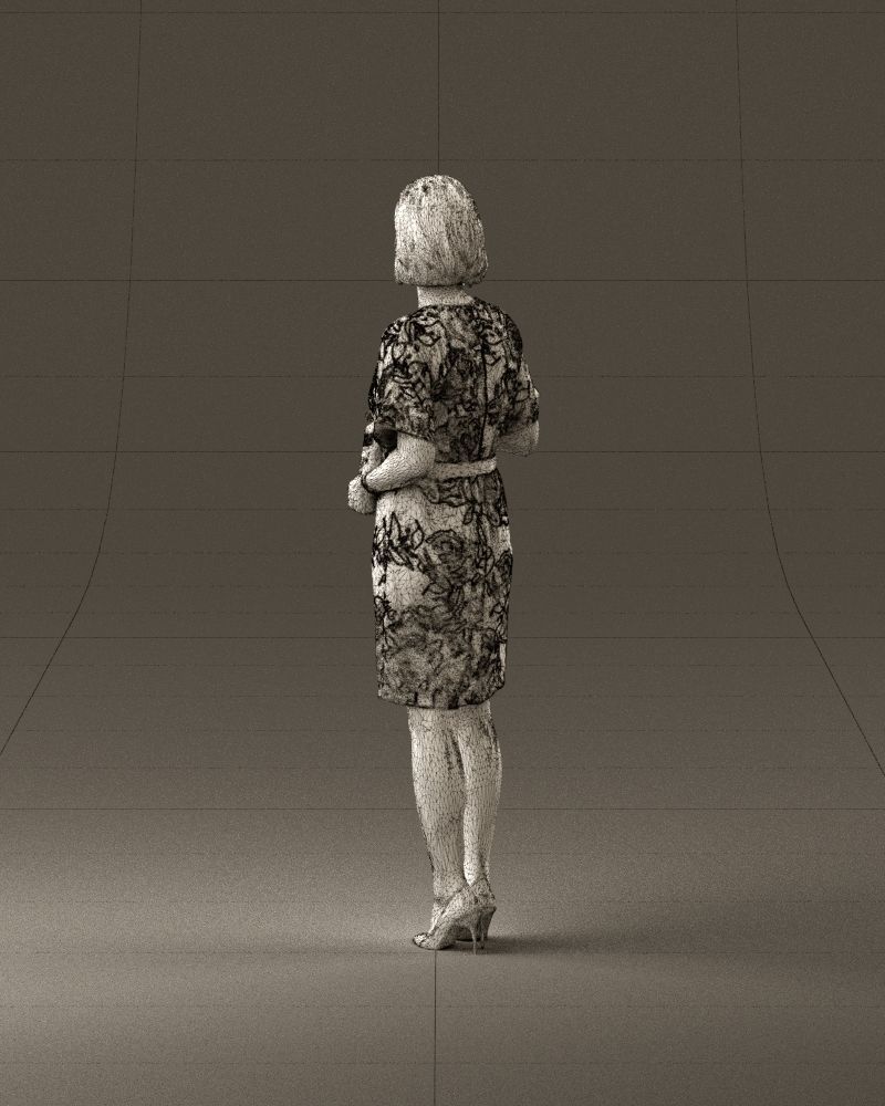 Barwoman in white flovers dress 0938 3D Print Ready 3D print model_31