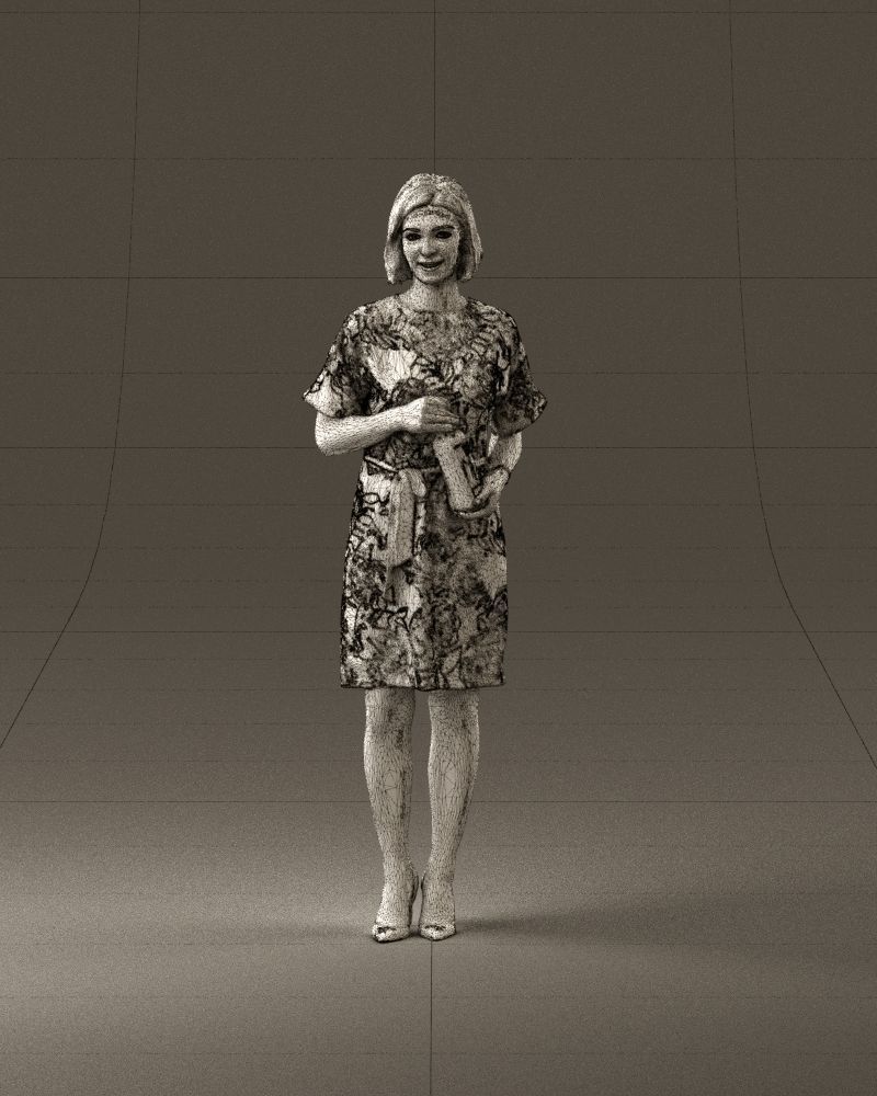 Barwoman in white flovers dress 0938 3D Print Ready 3D print model_25