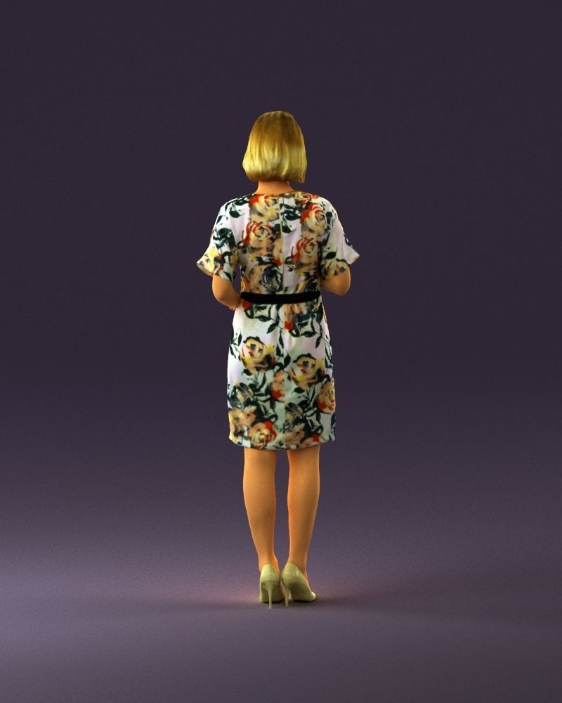 Barwoman in white flovers dress 0938 3D Print Ready 3D print model_18
