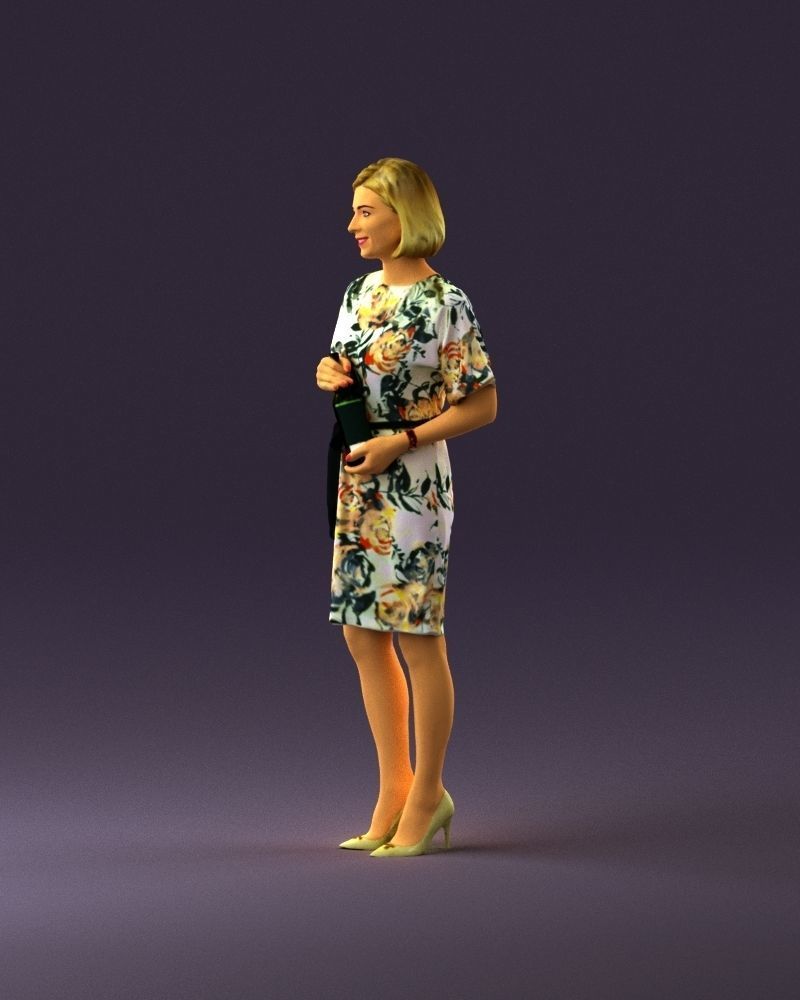 Barwoman in white flovers dress 0938 3D Print Ready 3D print model_21