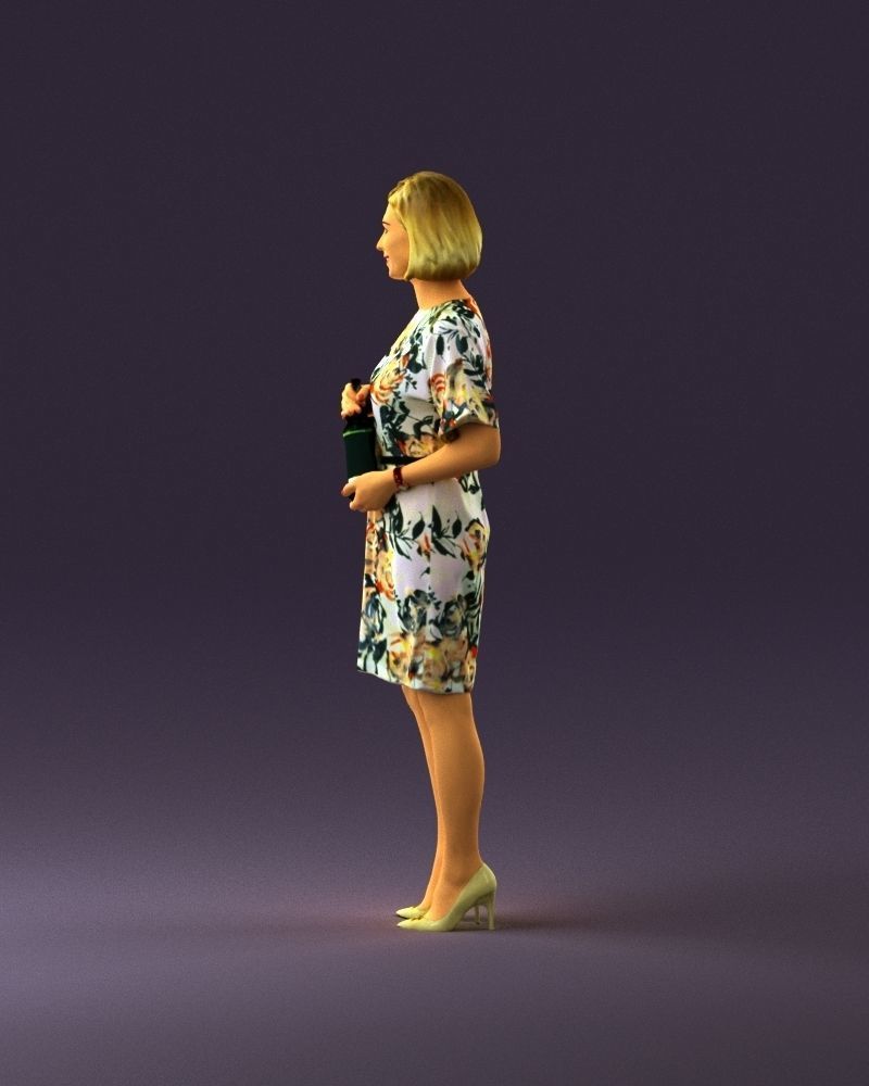 Barwoman in white flovers dress 0938 3D Print Ready 3D print model_20