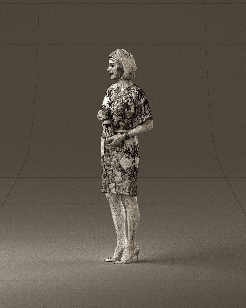 Barwoman in white flovers dress 0938 3D Print Ready 3D print model_33