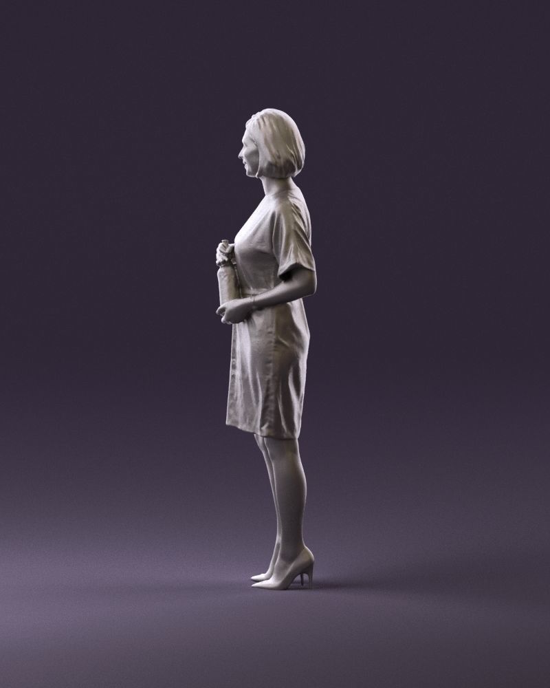 Barwoman in white flovers dress 0938 3D Print Ready 3D print model_8