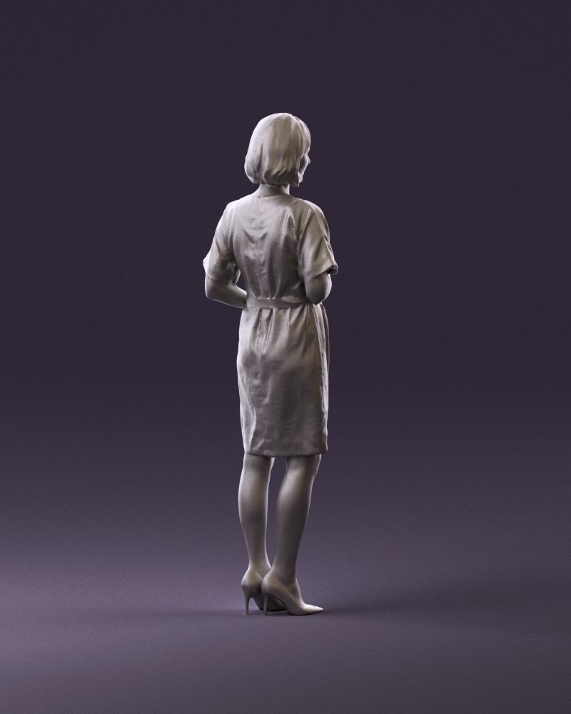 Barwoman in white flovers dress 0938 3D Print Ready 3D print model_5
