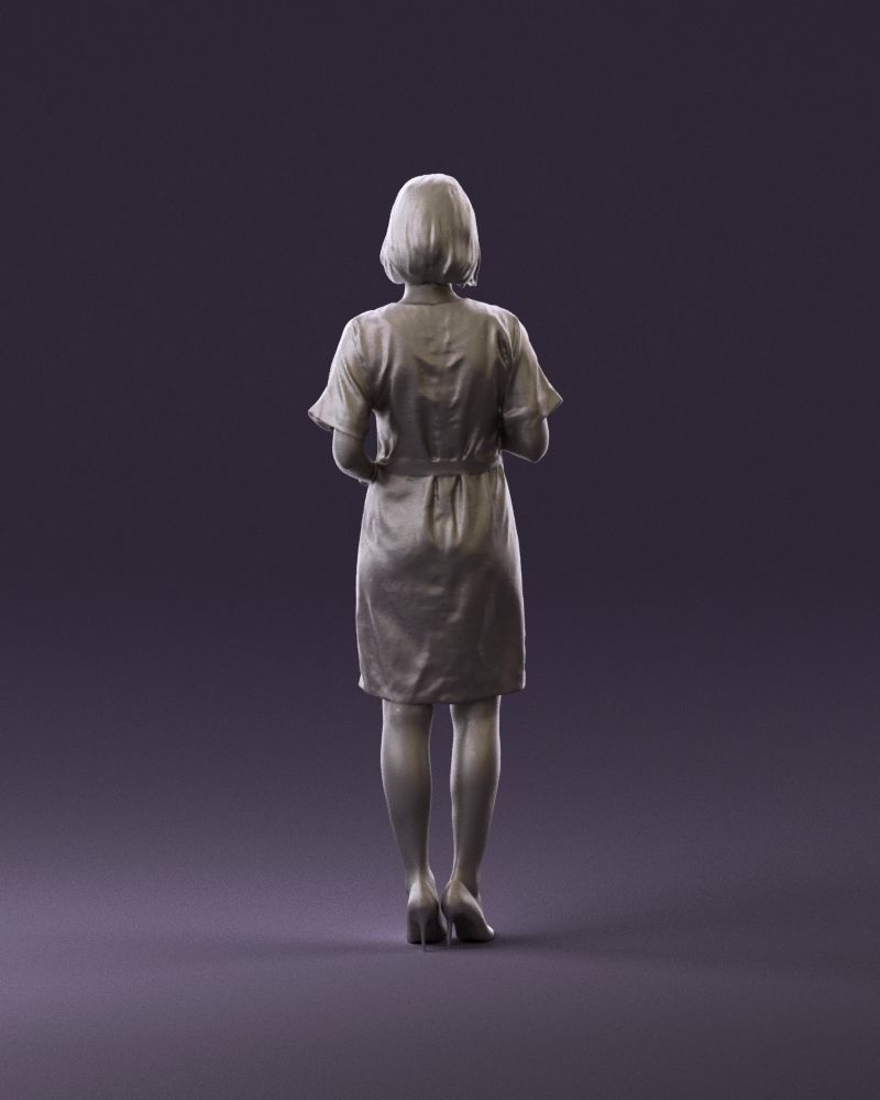 Barwoman in white flovers dress 0938 3D Print Ready 3D print model_6