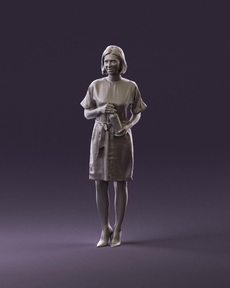 Barwoman in white flovers dress 0938 3D Print Ready 3D print model_11