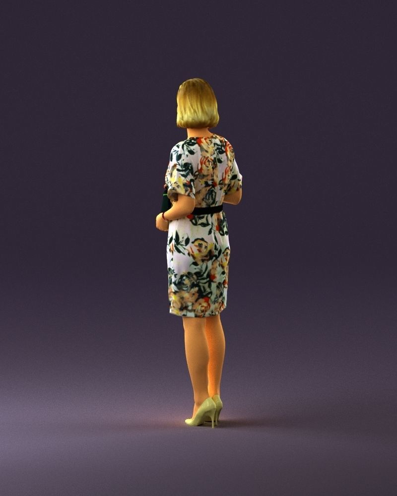 Barwoman in white flovers dress 0938 3D Print Ready 3D print model_19