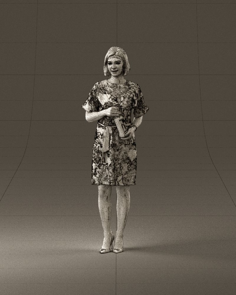 Barwoman in white flovers dress 0938 3D Print Ready 3D print model_24