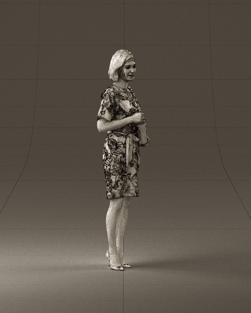 Barwoman in white flovers dress 0938 3D Print Ready 3D print model_27