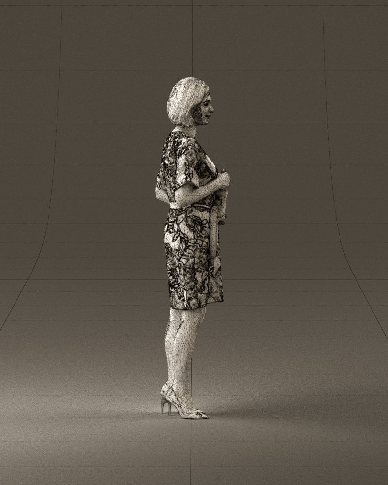 Barwoman in white flovers dress 0938 3D Print Ready 3D print model_28