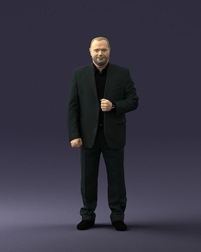 Bearded man black suit 0512 3D Print Ready 3D print model