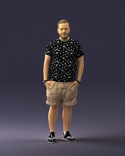Bearded man in shorts 0323 3D Print Ready 3D print model