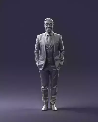 Bearded man suit with green tie 0735 3D Print Ready 3D print model