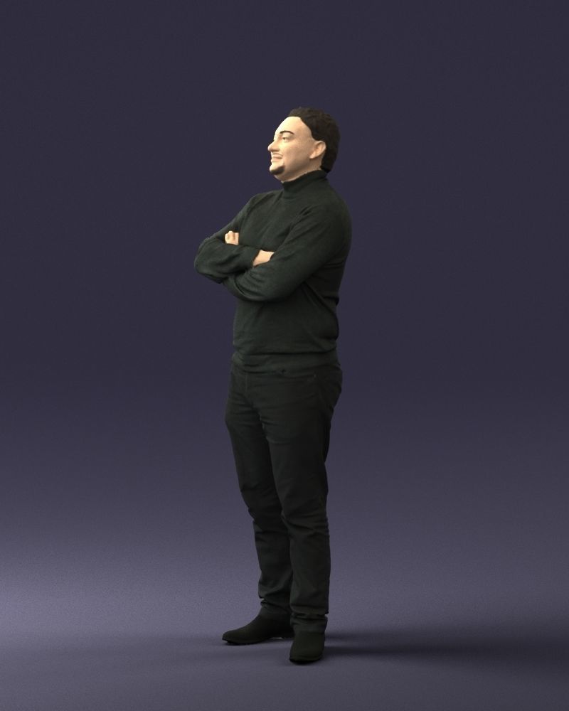 Bearded man sweater 0699 3D model_6