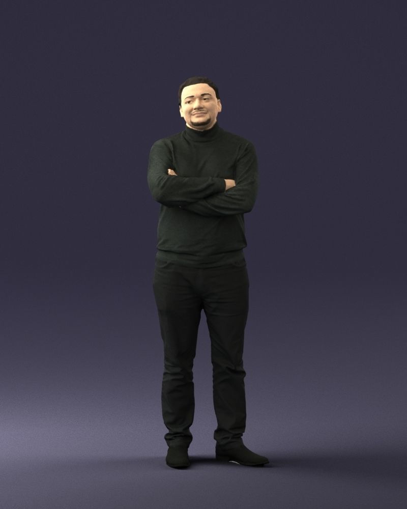 Bearded man sweater 0699 3D model_36