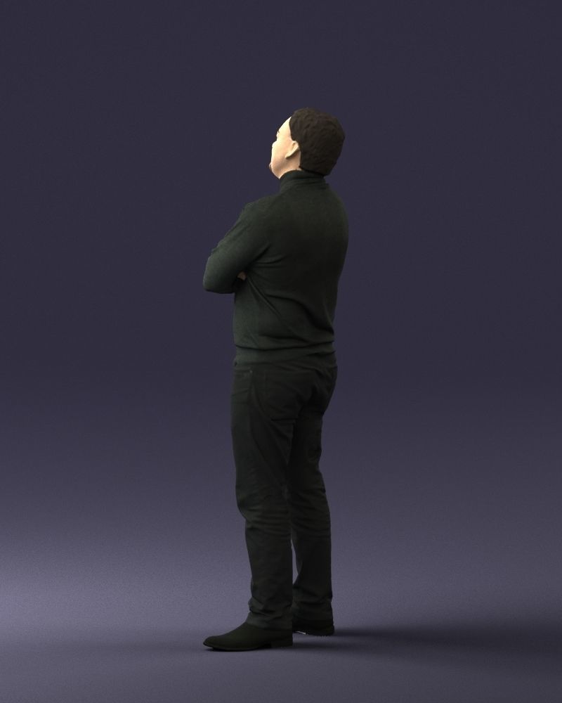 Bearded man sweater 0699 3D model_12