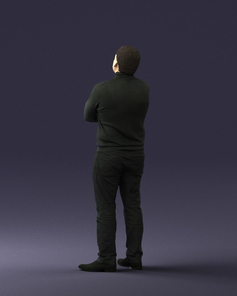 Bearded man sweater 0699 3D model_15