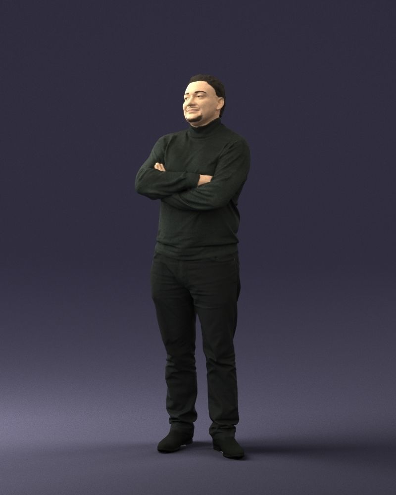 Bearded man sweater 0699 3D model_3