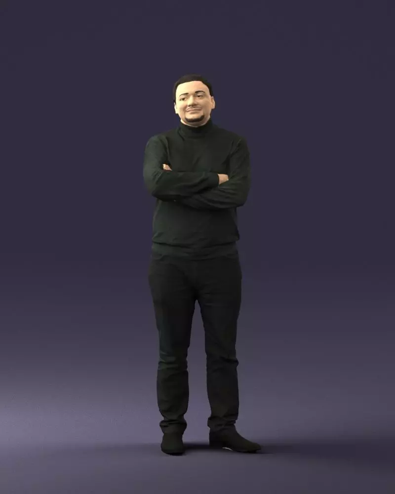 Bearded man sweater 0699 3D model_0